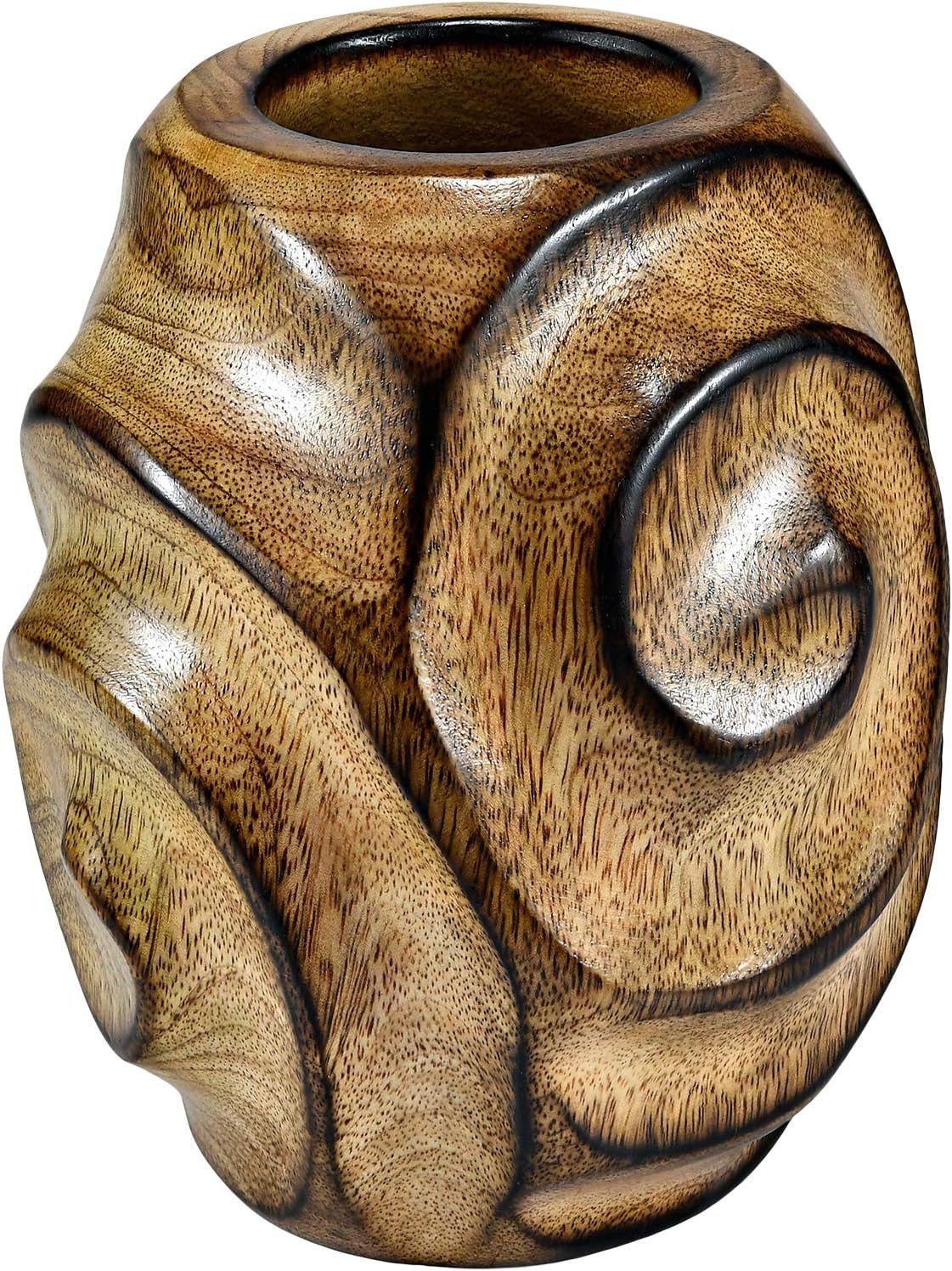 Mesmerizing Brown Hand Carved Etched Spiral Mango Tree Wood Dry Vase | Wooden Vase | Wood Vases for Decor | Home Decor Vases | Carved Wooden Vase | Decorative Vases for Home Décor