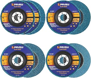 플랩 디스크 11.4cm(4 1/2인치) 5팩, 11.4cm x 2.2cm(4.5인치 x 7/8인치) 프리미엄 지르코니아 그라인딩 휠 연마 플랩 디스크