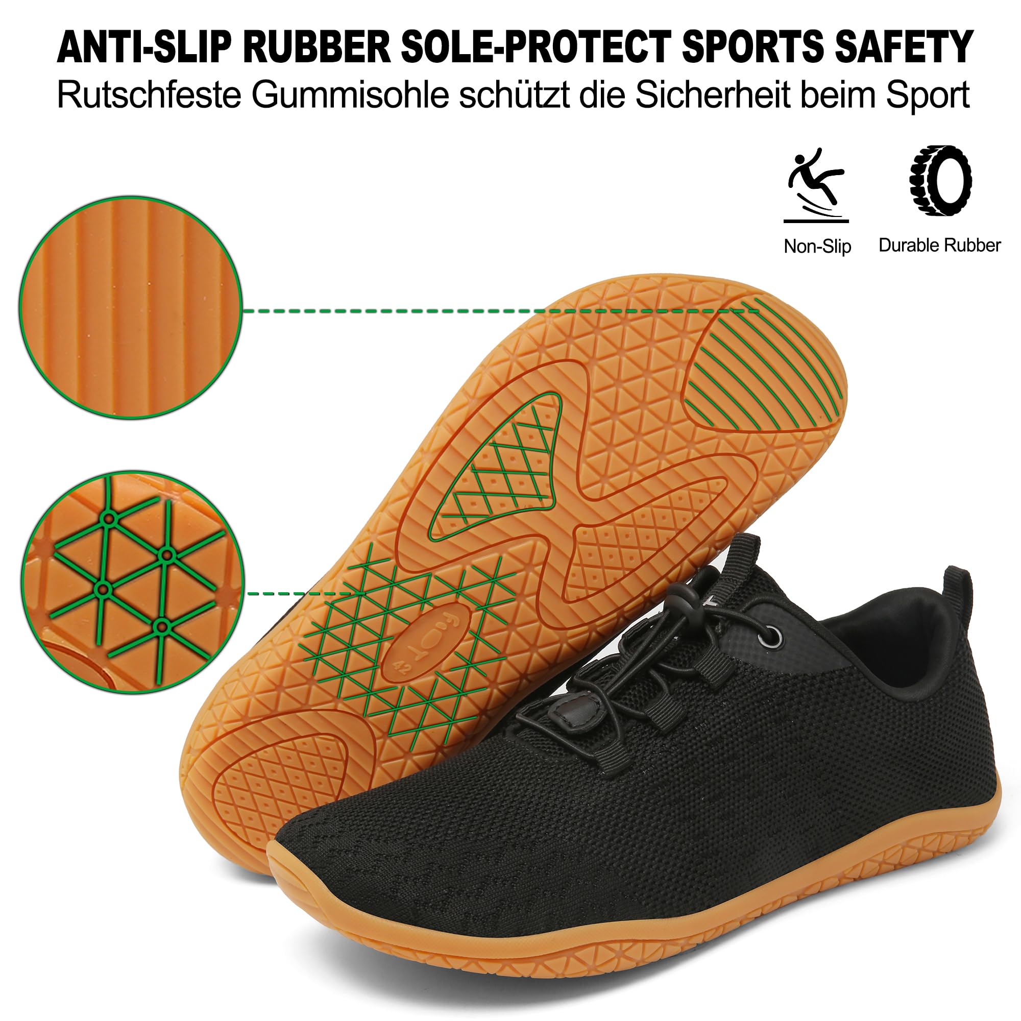 Geweo Scarpe Barefoot Minimaliste Donna Uomo Comode Scarpe Sneakers con Punta Larga Scarpe Trail Running Leggero Scarpe Palestra Camminare con Suola Zero Drop Barefoot Shoes Unisex 37-47EU