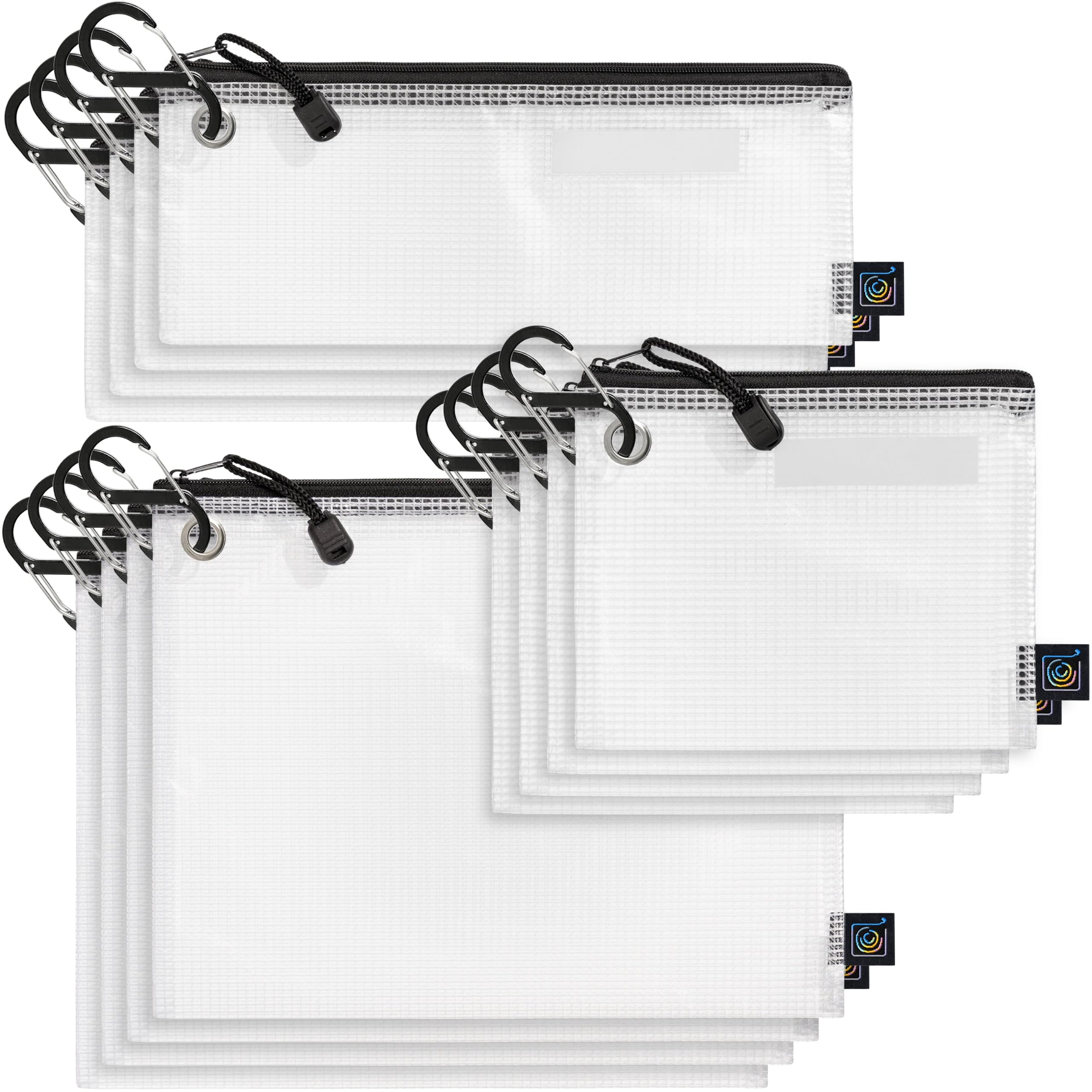 Lot de 12 pochettes en maille transparente à fermeture éclair, 3 tailles – Organiseur de câbles et sacs d'équipement pour outils, articles de premiers secours, appareils électroniques et petites