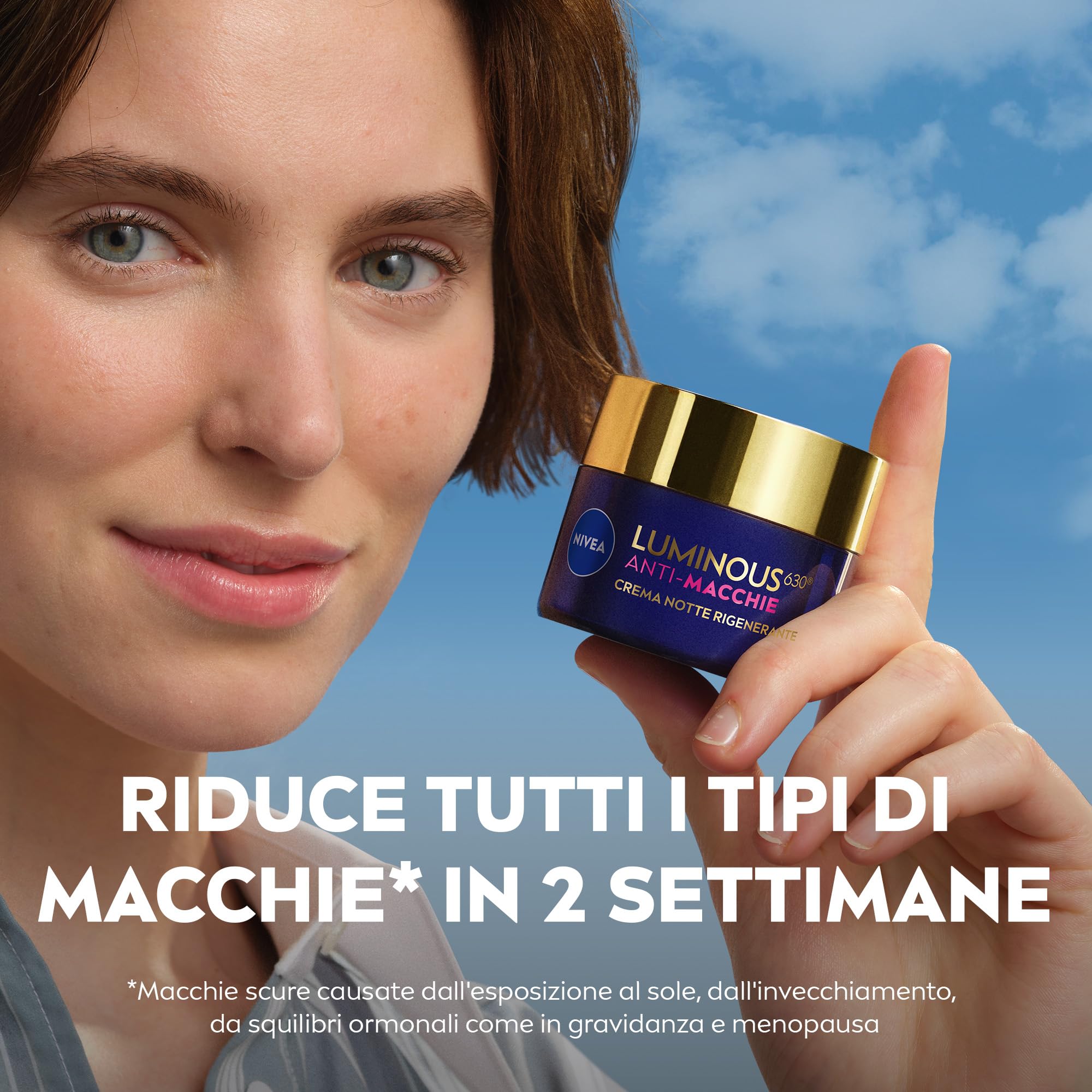NIVEA Luminous630 Anti-Macchie Crema Notte Rigenerante 50 ml, Crema viso antirughe e antimacchia con Acido Ialuronico e Thiamidol brevettato, Efficiacia antimacchie viso per una pelle rinnovata