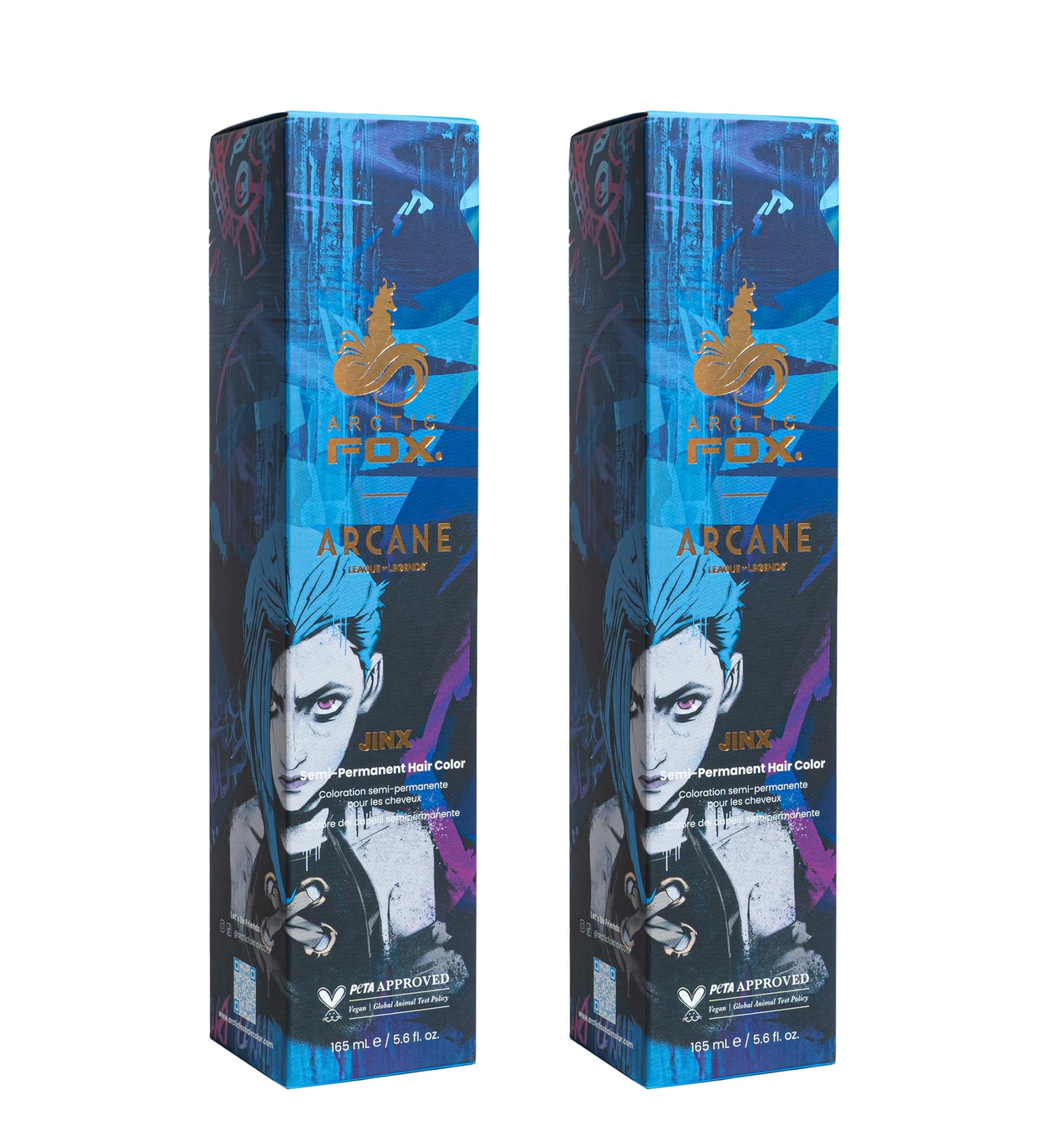 Arctic Fox Jinx Semi Permanent Hair Dye, Vibrant Blue Vegan & Cruelty Free Hair Color, Ammonia Free, Conditioning Formula, Long Lasting, For All Hair Types, 5.6 Fl Oz (Pack of 2)