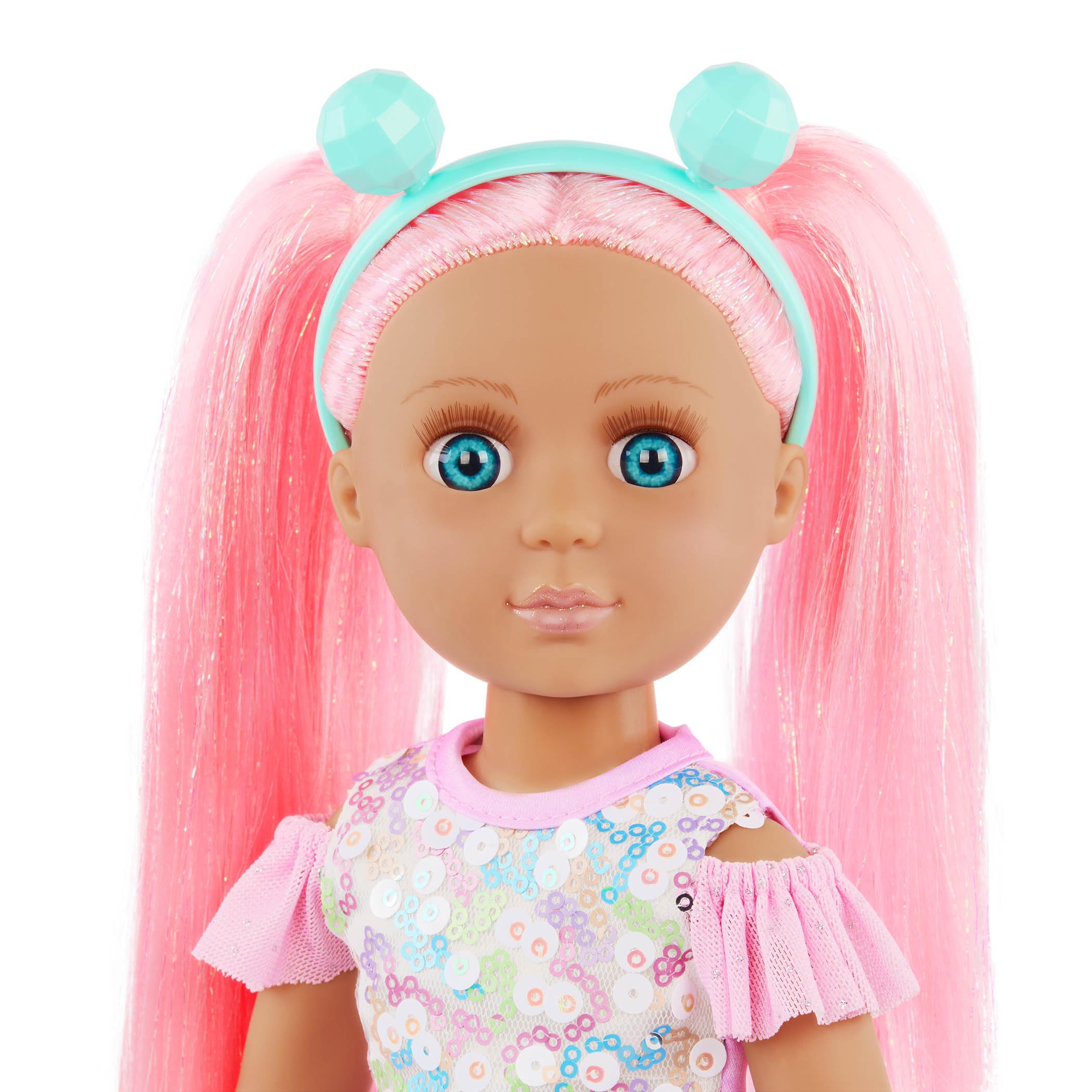 Glitter Girls – 14-inch Doll and Toy Horse – Blue Eyes & Pink Hair – Rainbow Mane & Removable Saddle – Cowgirl Boots, Top Hat & Dress – Toys for Kids 3 Years+ – Areli & Adore