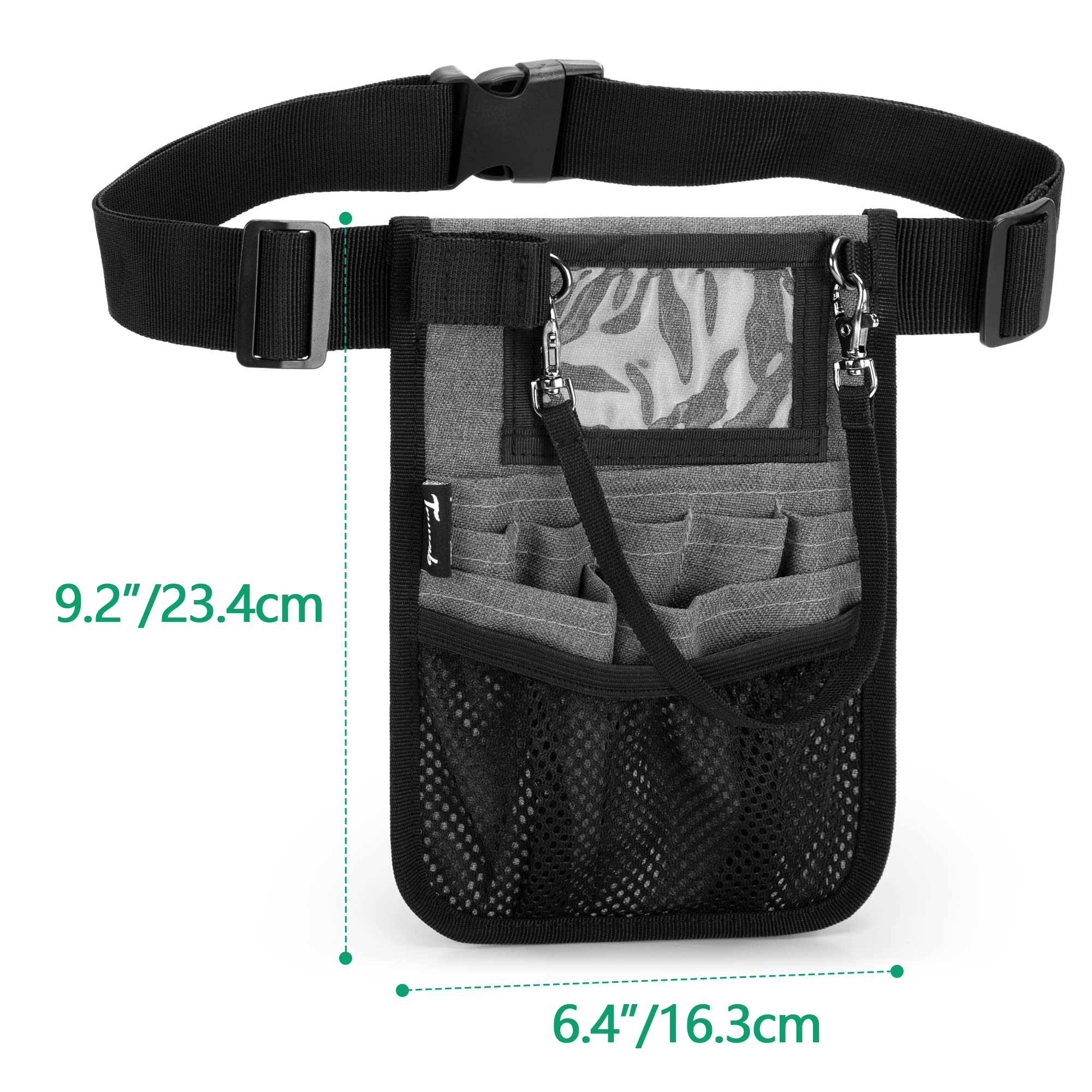 Trunab Marsupio Infermiera con Supporto per Nastro Medico e Scomparti Multipli, Organizer per Cintura per Stetoscopi con Cintura Regolabile, Adatto per Forbici, Garza e Altre Forniture Mediche, Grigio