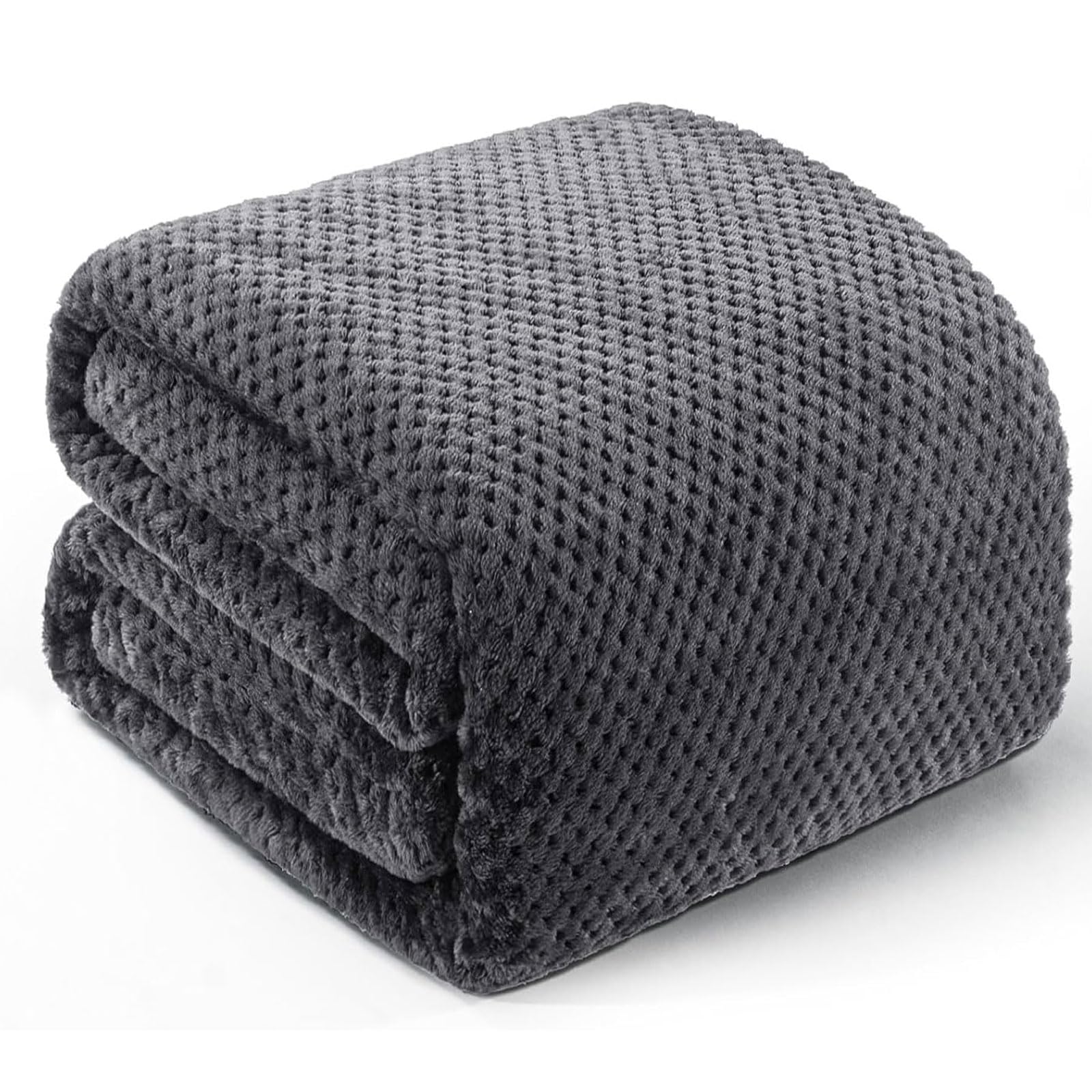 Manta Franela 130 x 170 cm Exquisita y Cálida Manta para Todas Las Estaciones de Franela Polar para Sofá y Cama, Gris Oscuro