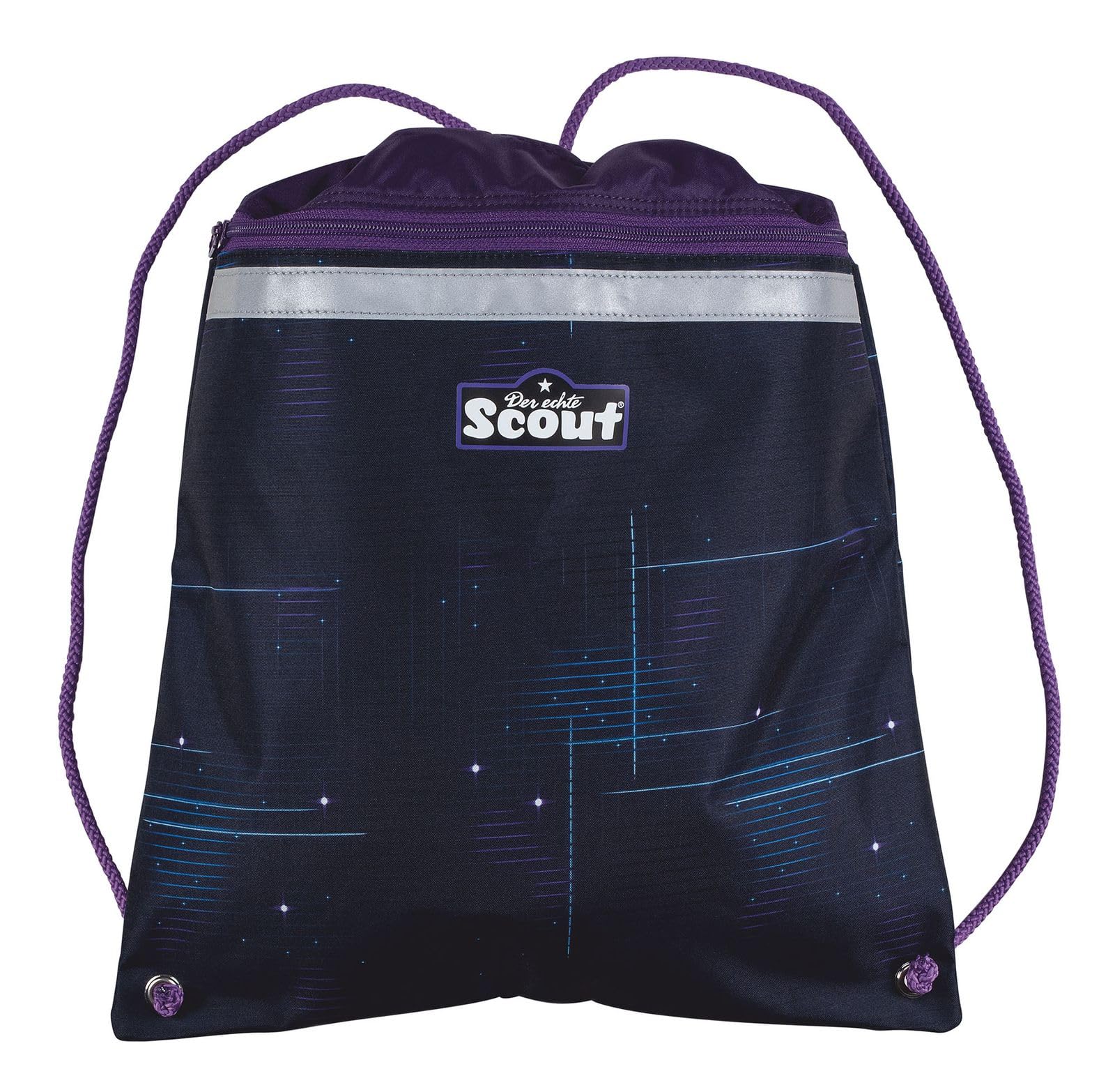 SCOUT Schulranzen Safety Light Alpha Set 4-teilig Spooky Starlight dunkelblau