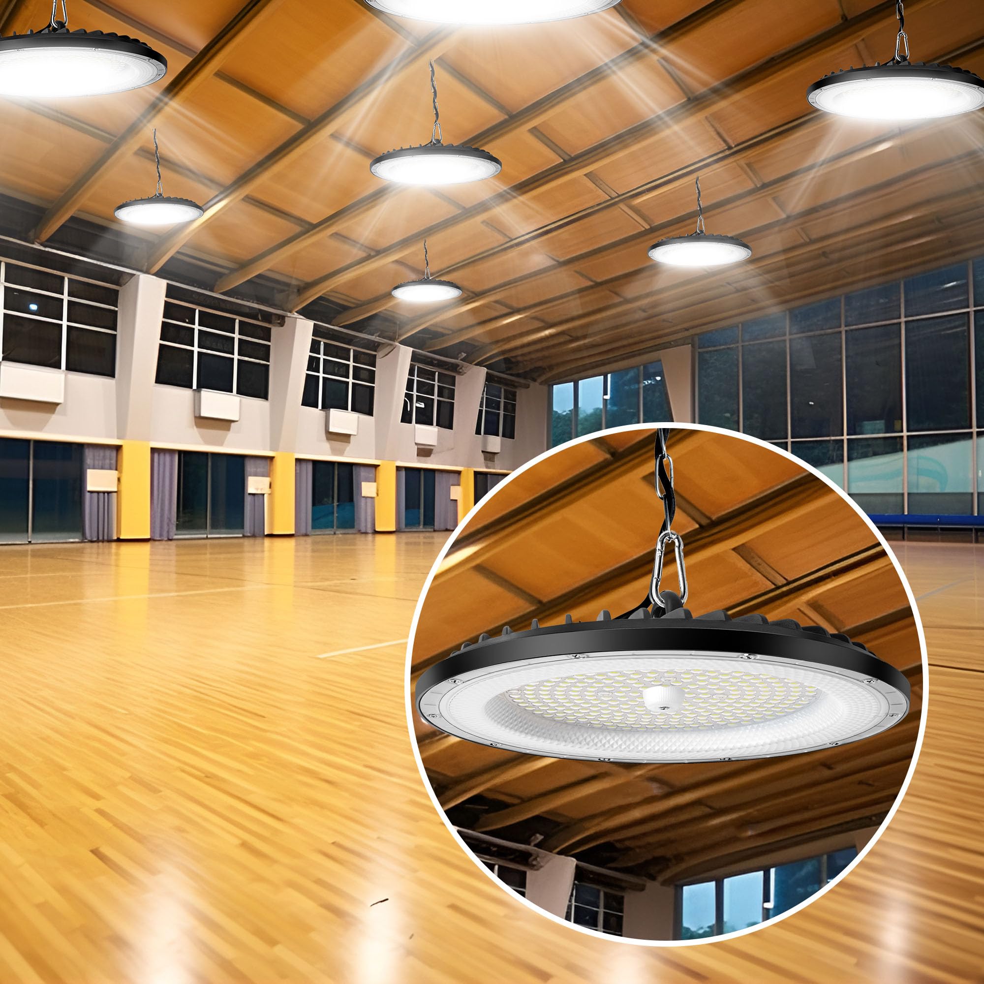 4 Pack Faretto LED UFO 200W, 30000LM 6000K Lampada Officina Super Luminose Bianco Freddo, IP65 Impermeabile LED Industriale Faretto, Lampada LED per Garage, Magazzini, Fabbrica, Stadio Coperto