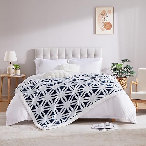 Miniatura 9 de Manta grande de forro polar sherpa suave y mullida, tamaño individual de 60 x 80 pulgadas, manta gruesa de terciopelo cálido para invierno,