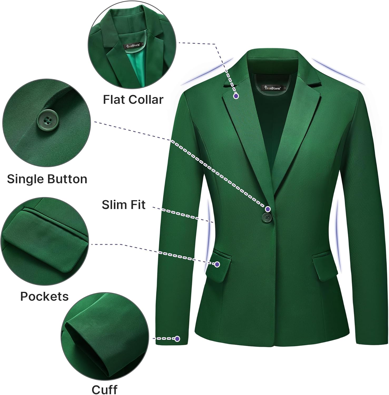 Women's Business Solid Suit 2 Piece Slim Fit Classic Blazer Pants Set for Women Formal Office - Image 2