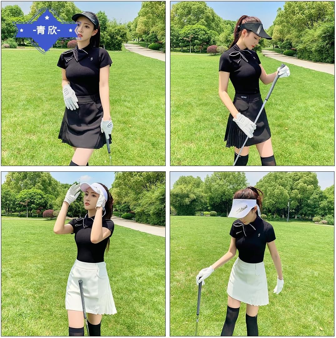 [青欣] ゴルフウェア レディース 半袖 上下セット ポロシャツ スカート テニスウェア スポーツ ジャージセット 吸汗速乾 おしゃ
