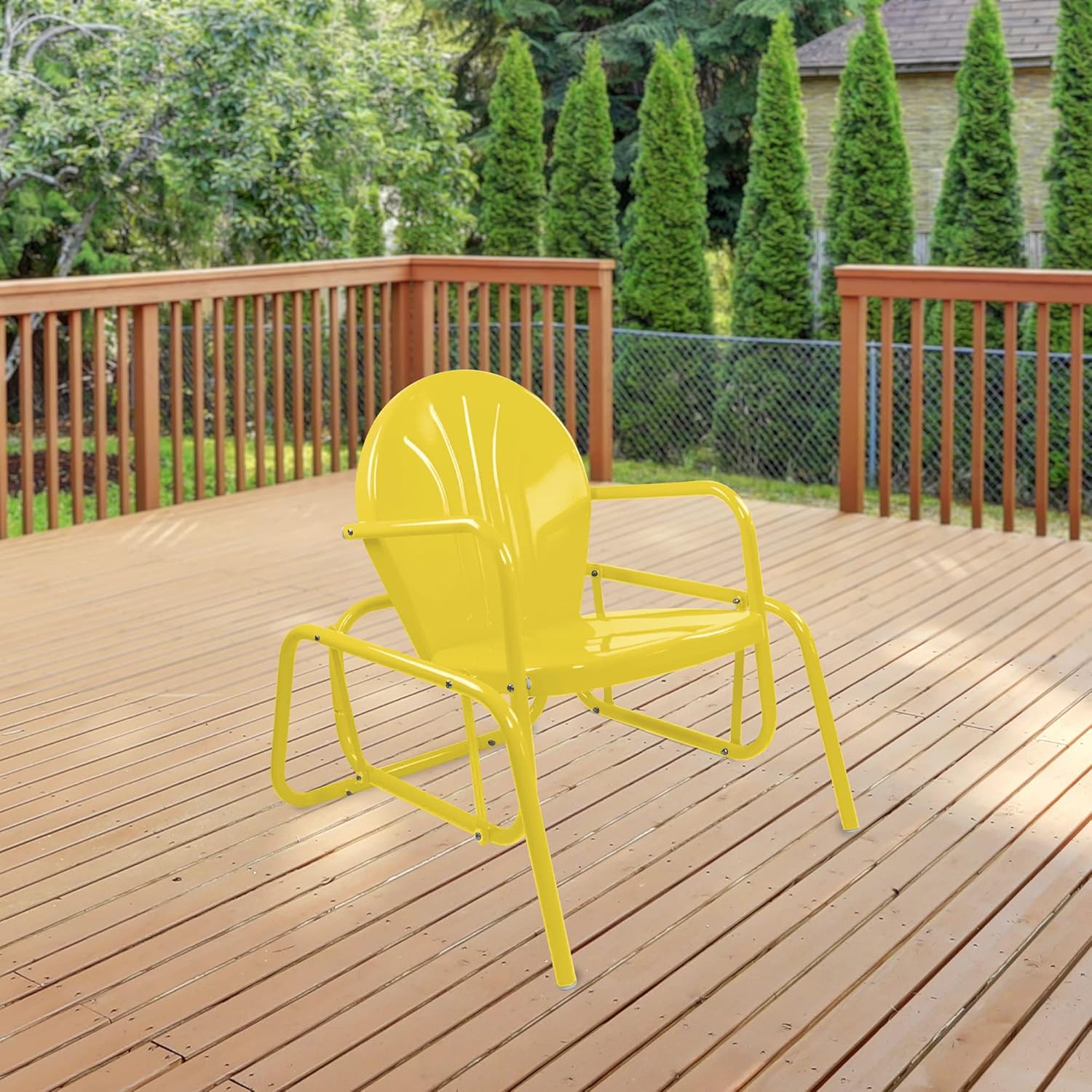 Northlight Outdoor Retro Metal Tulip Glider Patio Chair, Yellow