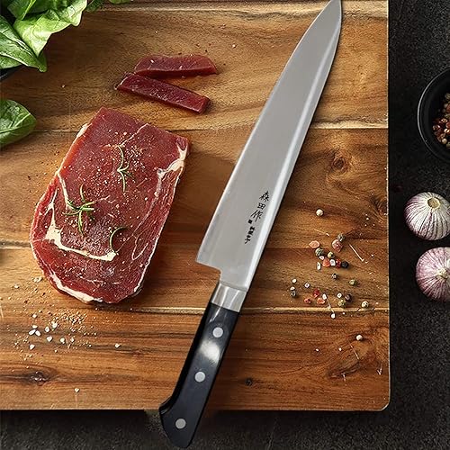 Miniatura 8 de CHUYIREN Cuchillo de chef japonés de 9.5 pulgadas, cuchillo de chef profesional Gyuto, 2 piezas, cuchillo de sashimi afilado con mango ergonómico