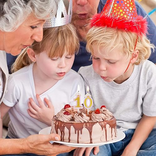 Miniatura 5 de Vela de 10 cumpleaños para niña y niño, vela número 10, velas numéricas para tarta, velas para cumpleaños, bodas, aniversarios, fiestas, suministros
