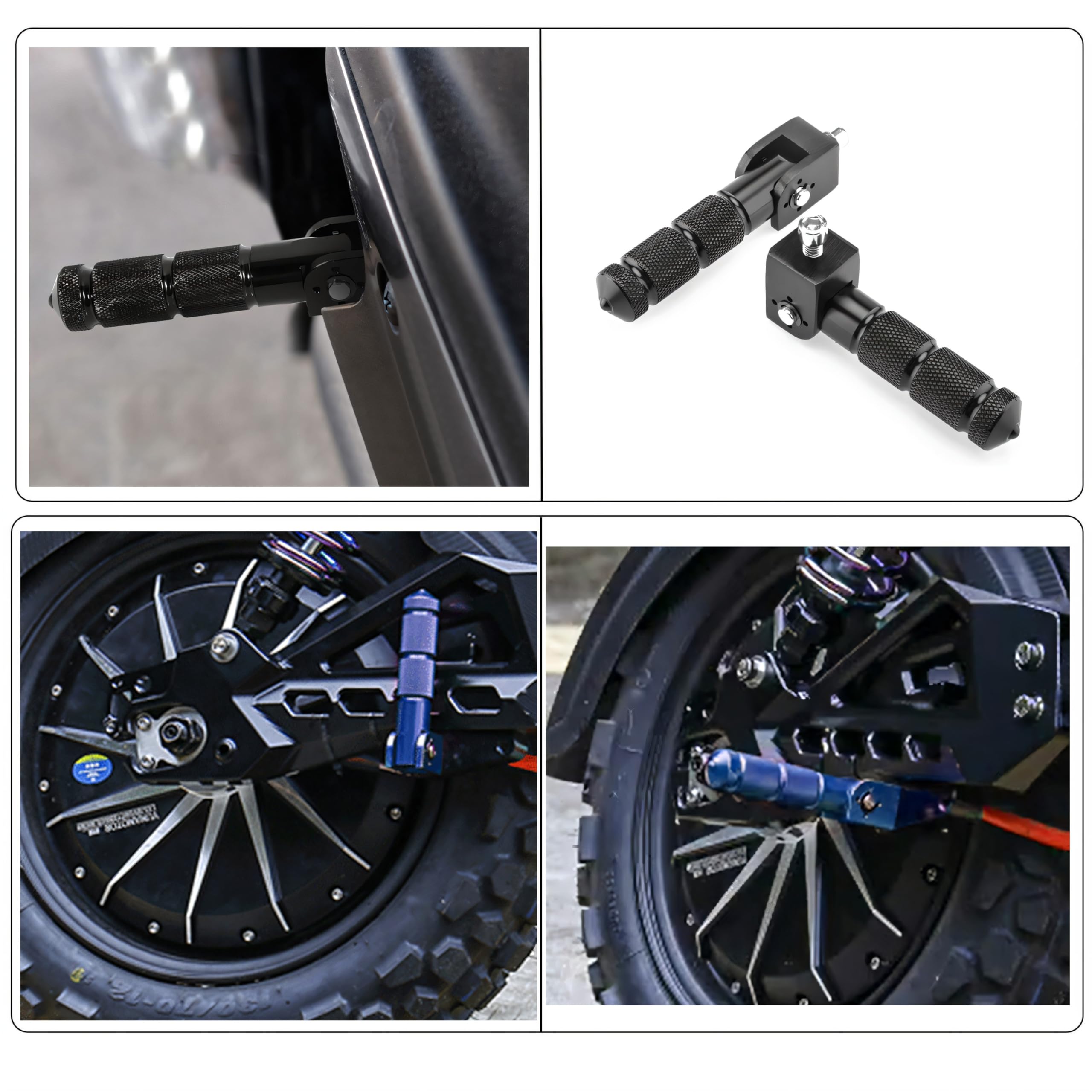 M8 Repose-pieds Universel 2 Pièces – Pliables à 90° pour Moto Électrique, Sportive, Scooter – Support Antidérapant Avant/Arrière (Rouge)