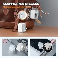 TESSAN 5 az 1-ben utazó adapter összecsukható angol-német típusú aljzat 2 USB-C és 2 USB-A porttal 3