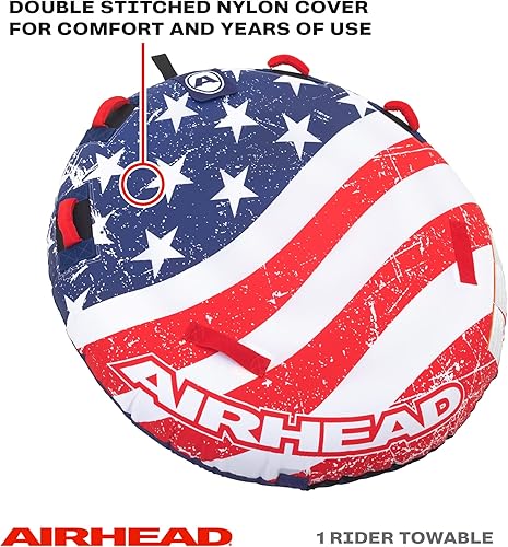 Miniatura 3 de SportsStuff Airhead Stars and Stripes 1 tubo remolcable + WOW Sports World of Watersports - Cuerda de remolque de 60 pies con boya de espuma flotante