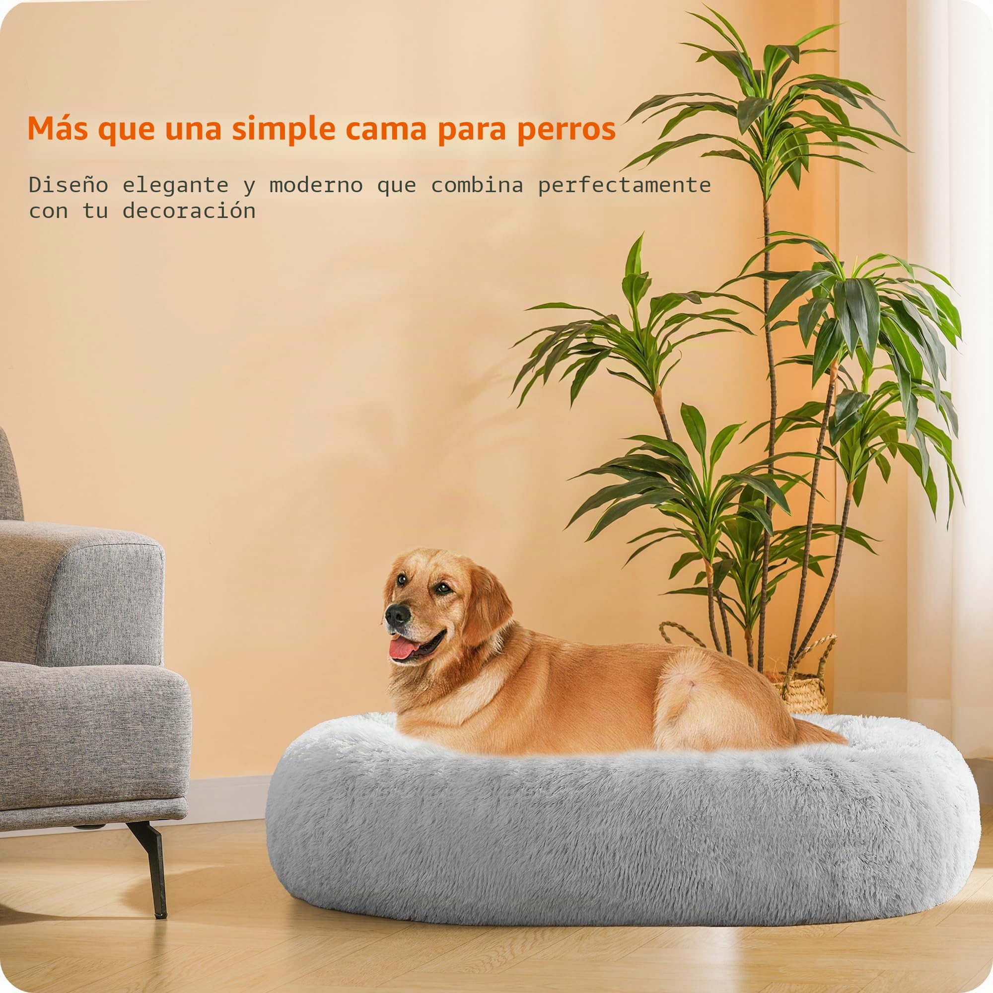 HMTOPE Cama Ortopédica Redonda Cojín para Perro Sofá Cama para Gato Donut Acogedora Cesta para Perro Lavable, 100 cm Ø, Gris Claro