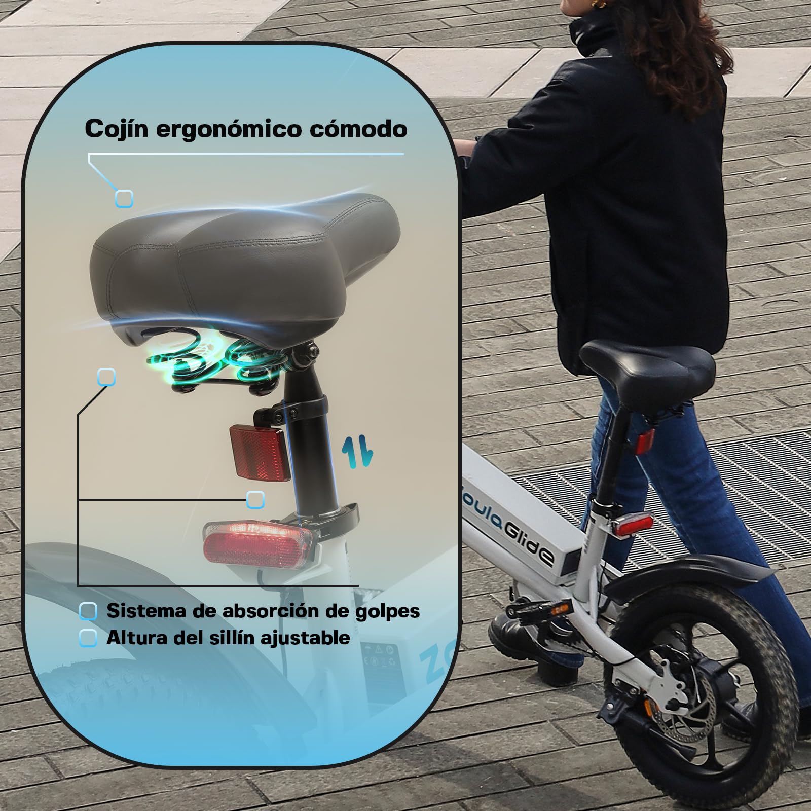 Bicicleta Eléctrica Plegable de 16x3, Batería Extraíble | 45km Autonomía, 25km/h con Asistencia de Pedal, Pantalla LCD, Asiento Ajustable, para Adolescentes y Adultos