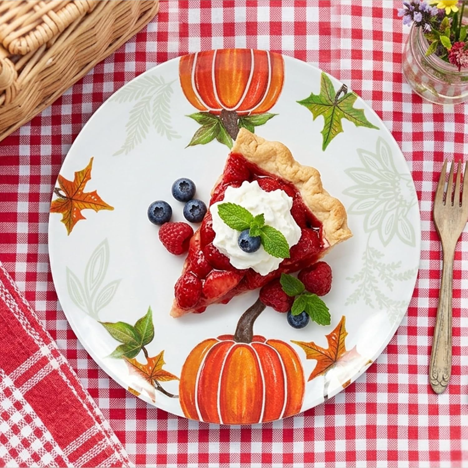 Webbylee 10'' Melamine Plates, Set of 4 Orange Melamine Dinner Plates, Dishes Set for Kitchen，Heavy Duty Dishwasher Safe & Shatter-Resistant, Dessert Plates for Pasta, Salad and Steak, Brown