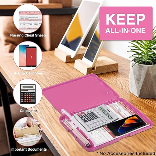 Miniatura 60 de Sooez - Sujetapapeles de documentos clínicos con almacenamiento, sujetapapeles de plástico resistente y alta capacidad con soporte para bolígrafo