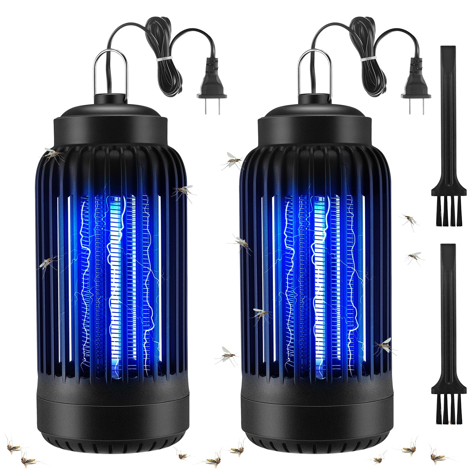 2 Pack Electric Bug Zapper 1000V Mosquito Killer Lamp Portable Insect Killer Indoor Fly Zapper Trap Mosquito Repellent Outdoor Fly Insect Catcher UV Light Mosquito Zapper for Backyard, Patio