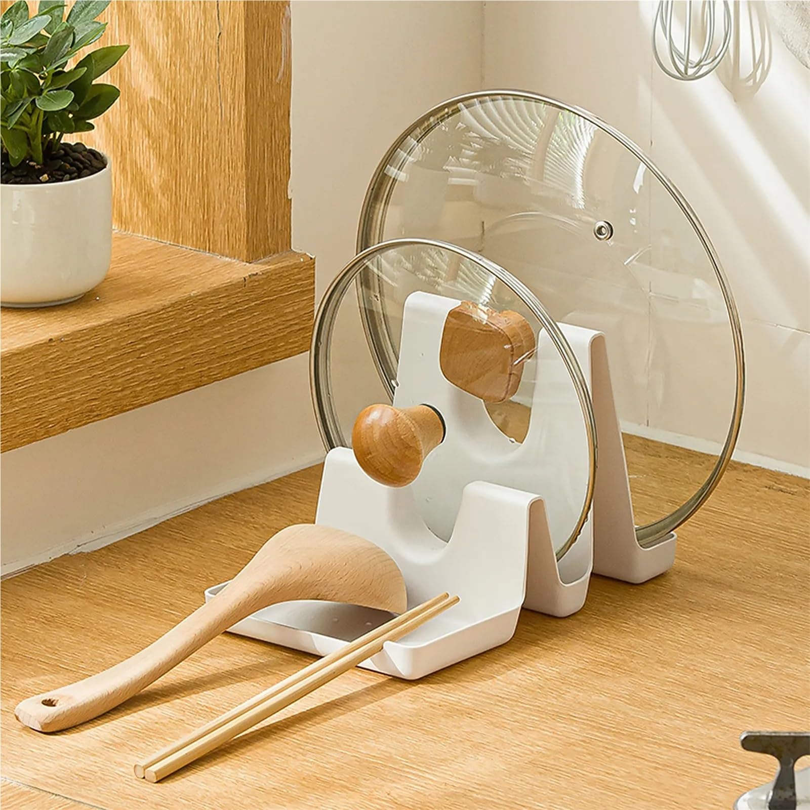 Reposacucharas Estante for Tapas de ollas multifunción, Soporte for Cuchara, Organizador de Cocina for Tenedor, espátula, Cubierta de sartén, Estante de Almacenamiento de vajilla, 3 uds.