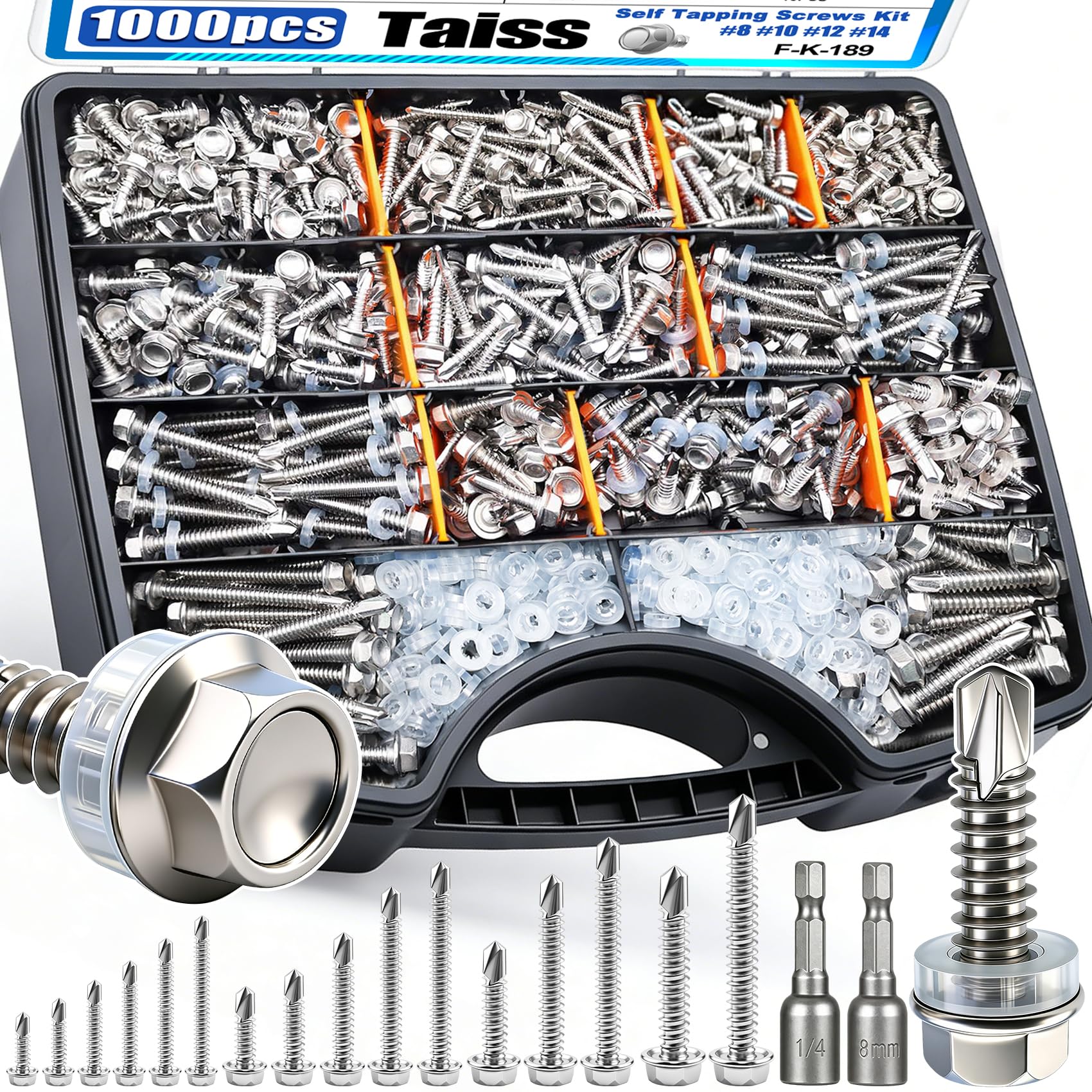 Taiss 1220PCS Stainless Steel Self Tapping Screws -11