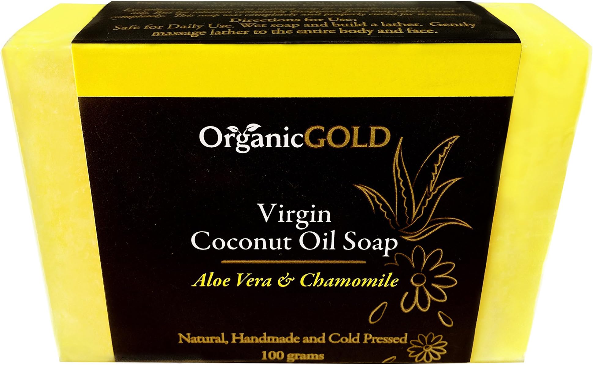 Organic Coconut Oil Soap with ALOE VERA & CHAMOMILE Is the Best Natural Cleanser and Deep Moisturizer for Face and Body – Soothes Blemishes, Wounds and Sunburn – for Healthy and Beautiful Skin!