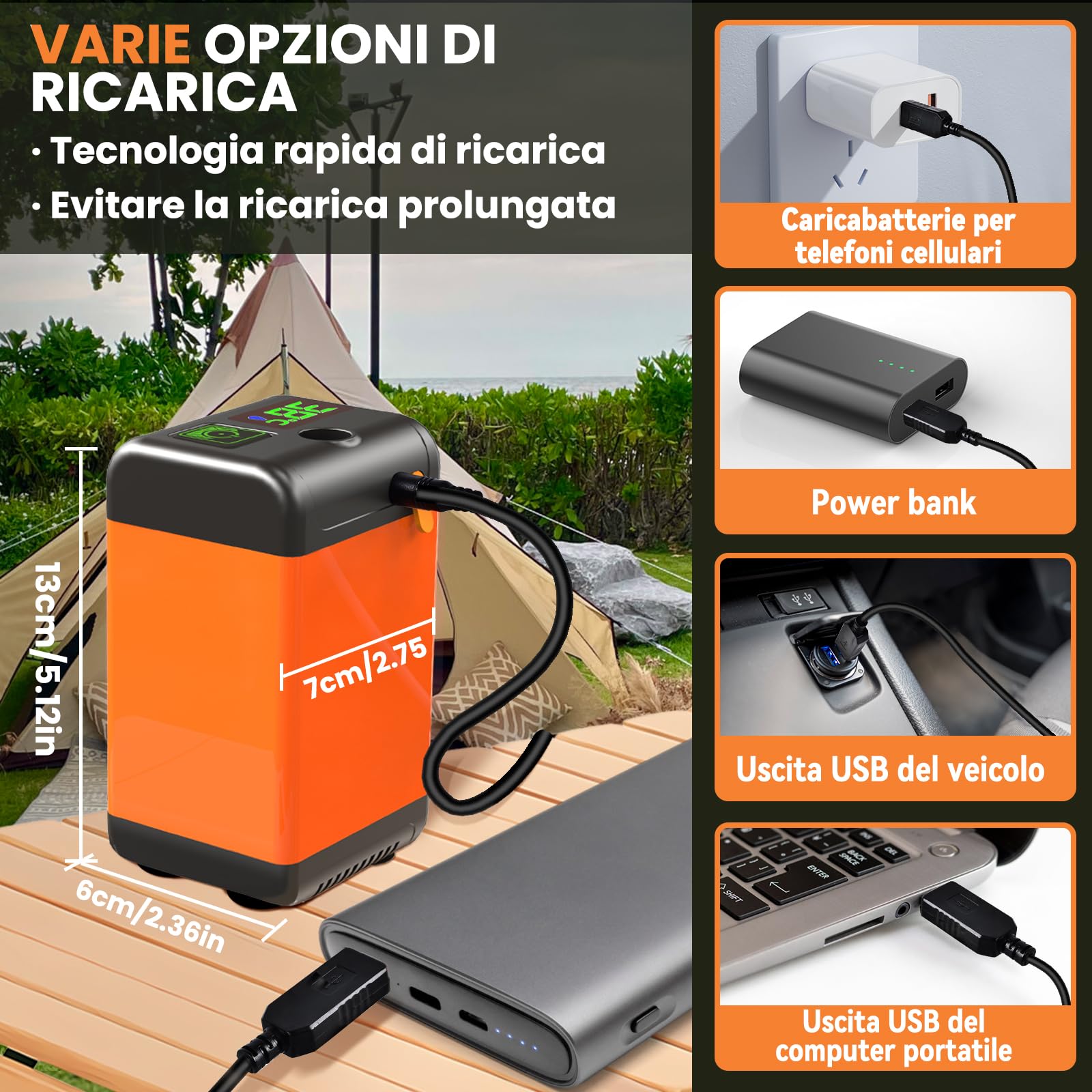 JONRRYIN Doccia da Campeggio, Doccia Portatile Aggiornata, Doccia Elettrica Aggiornata con Batteria Ricaricabile da 6000 mAh, Doccia Esterna con Display di Temperatura e Potenza