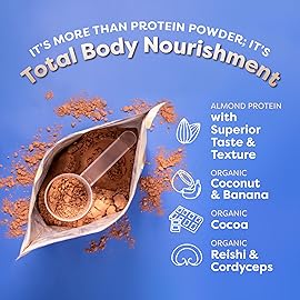 FlavCity Vegan Protein Powder - Chocolate Peanut Butter - 20g Almond, Plant Based Protein Powder - Dairy-Free Shake - With Organic Fruit, Reishi & Cordecyps Mushrooms - No Blender Needed (15 Servings)