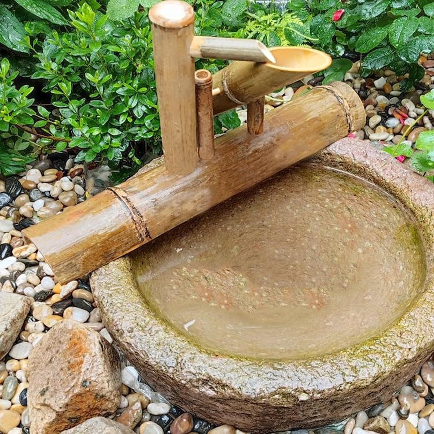 Bamboo Fountain Decoration, 35/40/50/60/70/80/90cm Outdoor Japanese Garden Decoration, Carbonized Natural Bamboo, for Backyard Pond, Zen Landscaping Water Feature, for Patio, Desk, Yard