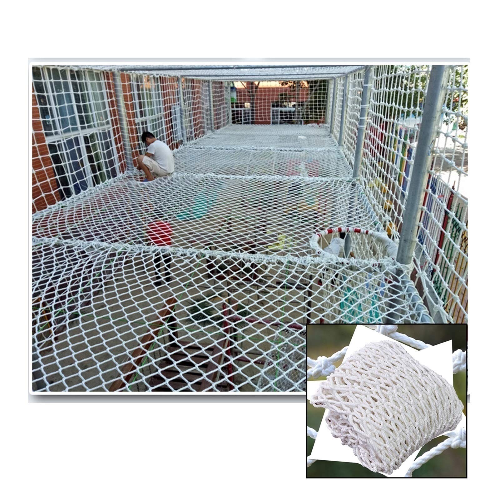 Siatka bezpieczeństwa dla dzieci na schody i balkony, drobna siatka, ochrona zwierząt domowych, dekoracja na plac zabaw, biała (1,5 x 6 m, 3 cm) - zabezpiecz swój dom i zwiększ bezpieczeństwo