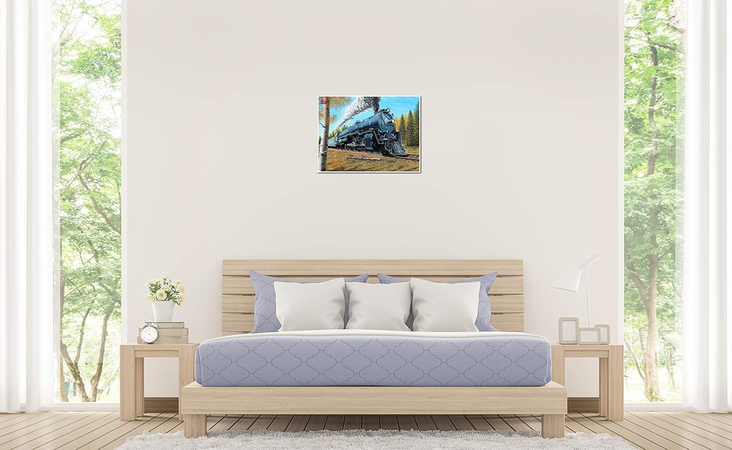 Santa Fe 3751 Steam Locomotive Giclee Art Print Poster from Drawing and Painting by Artist Mike Bennett 18" x 24"