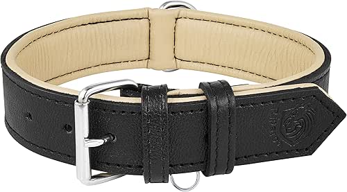 Riparo Adjustable Leather Dog Collar - Heavy Duty Wide Dog