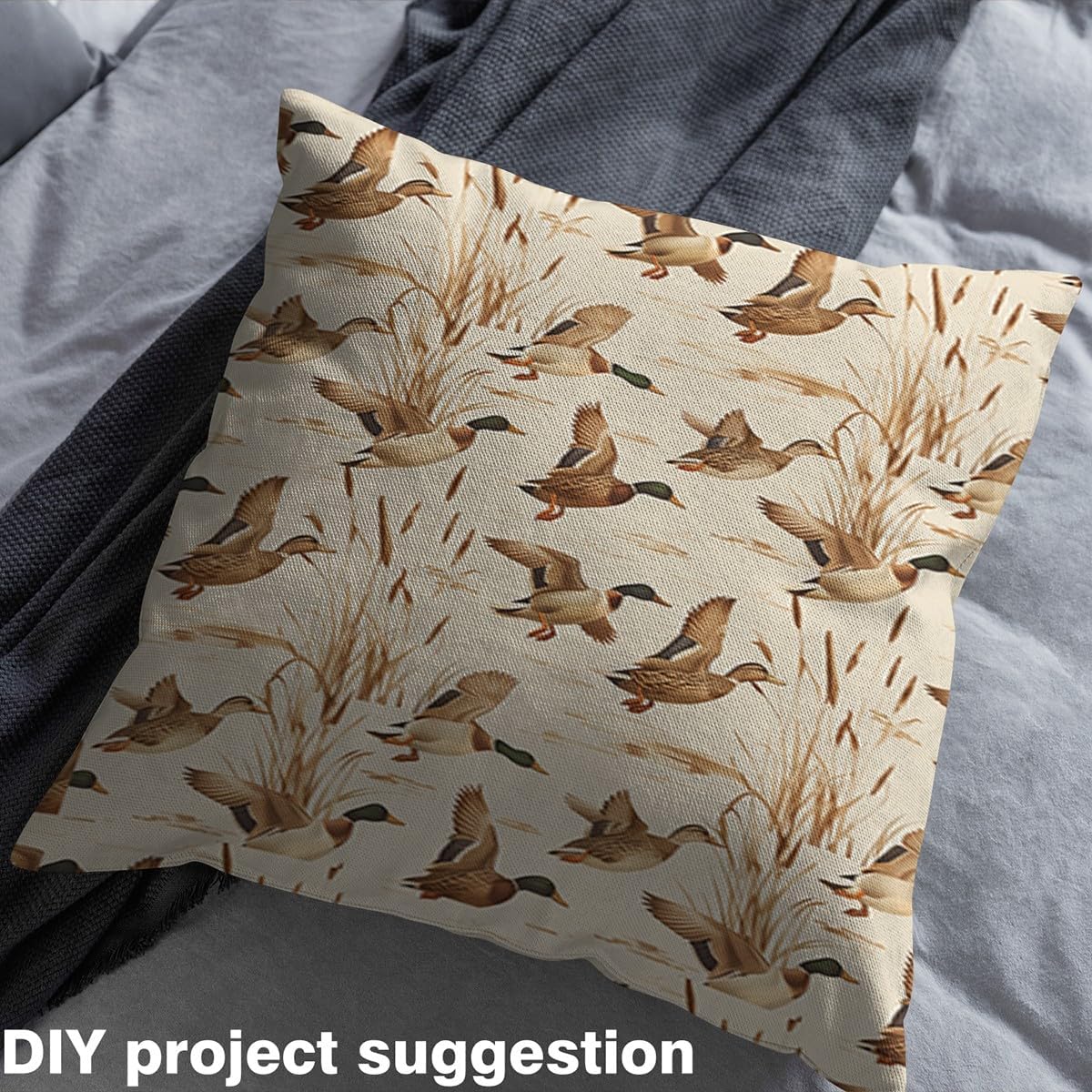 Erosebridal Wild Duck Upholstery Fabric,Hunting Brown Waterfowl Fabric by The Yard,Hunting Wild Animal Decor,Natural Rural Scenery Material for Quilting Sewing Children Adults,3 Yards,Brown