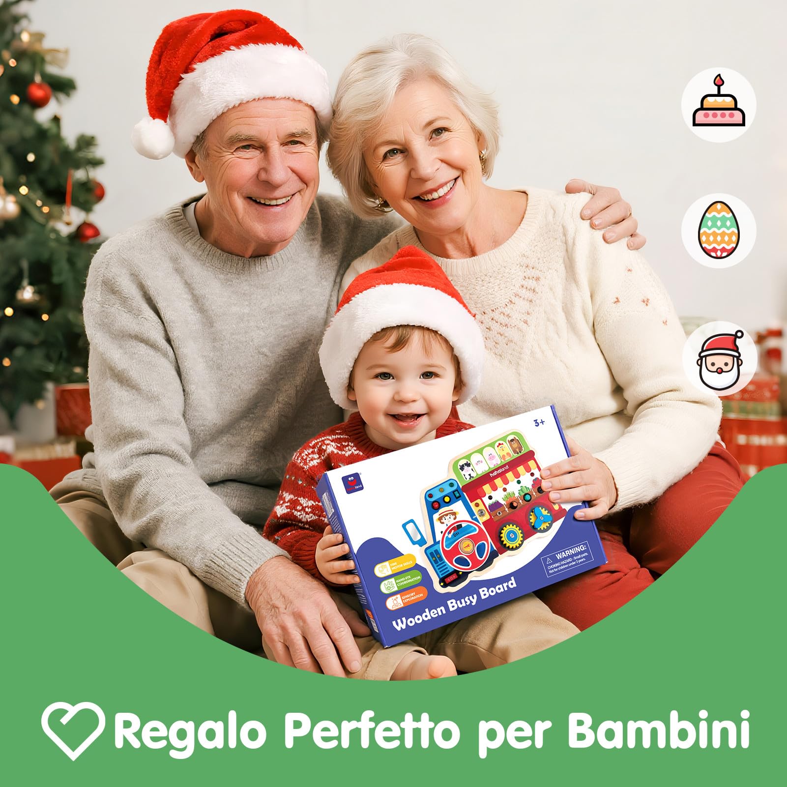 hahaland Busy Board in Legno 2 Anno, Montessori Lavagna attività da Fattoria con luci LED e Suoni, Giochi Legno Giocattolo Educativo Sensoriale Regalo Bambino 2 3 4 Anni