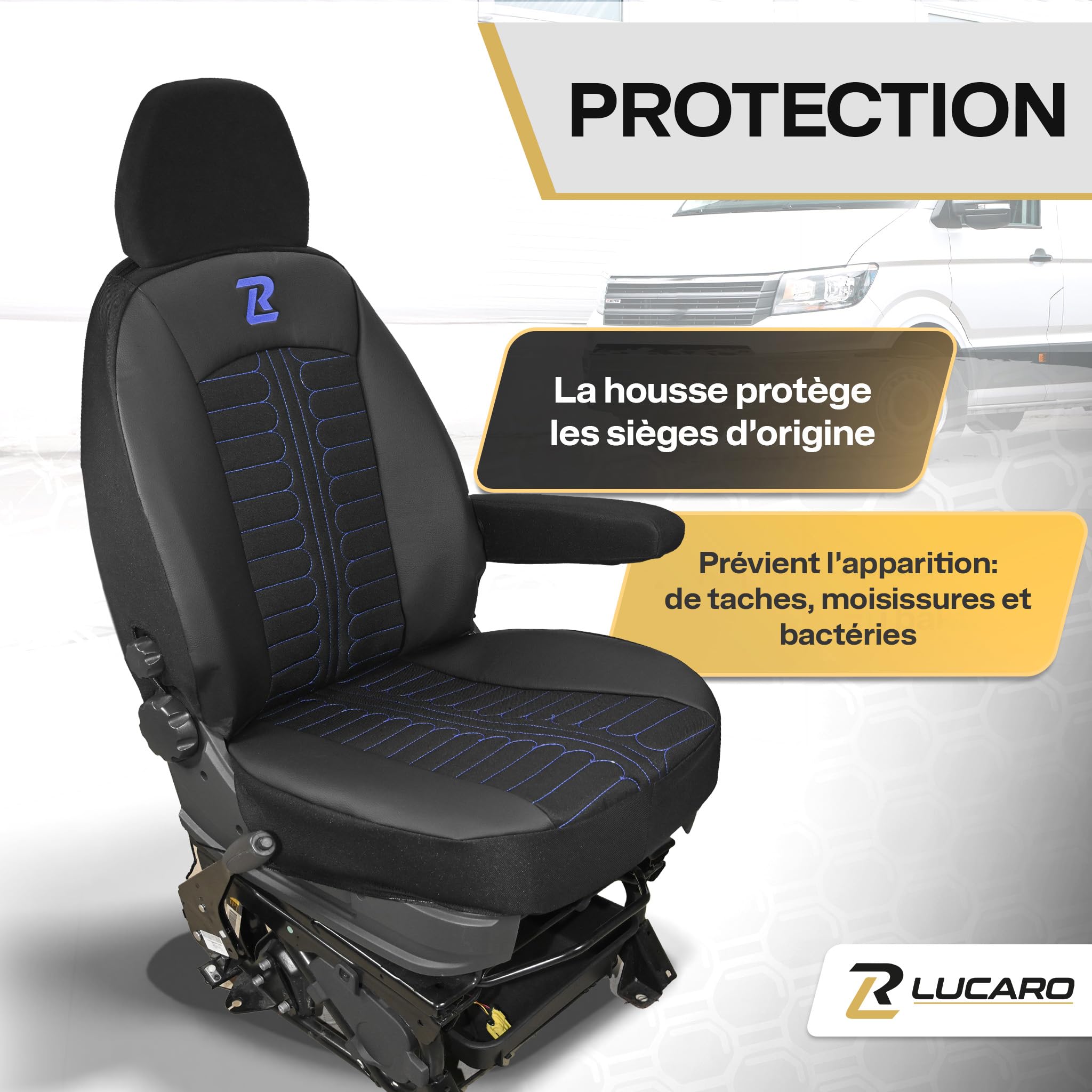 Housse de siège pour Fiat Ducato, Peugeot Boxer Citroën Jumper, Opel Movano | LUCARO Ensemble de housses de sièges avant 1+2 pour C RAM Promaster, housses de sièges auto en similicuir