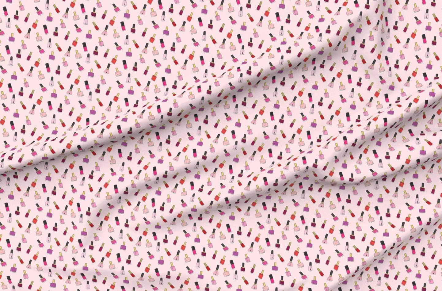 Spoonflower Fabric - Pink Makeup Beauty Girls Printed on Organic Cotton Sateen Fabric by The Yard - Sewing Quilting Apparel Home Decor