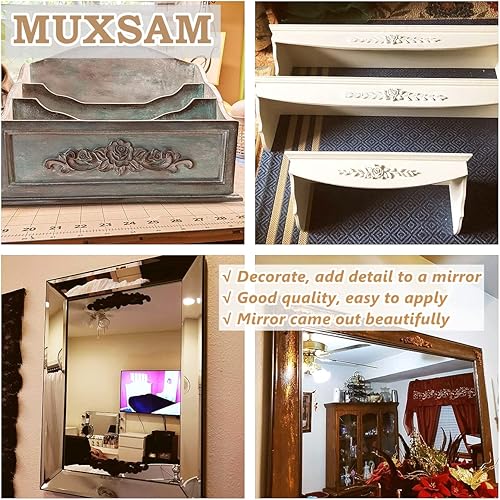 Miniatura 4 de MUXSAM Juego de 5 calcomanías de madera talladas decorativas sin pintar para puerta de cama, armario, mantel, techo, pared, cabecero, decoración de