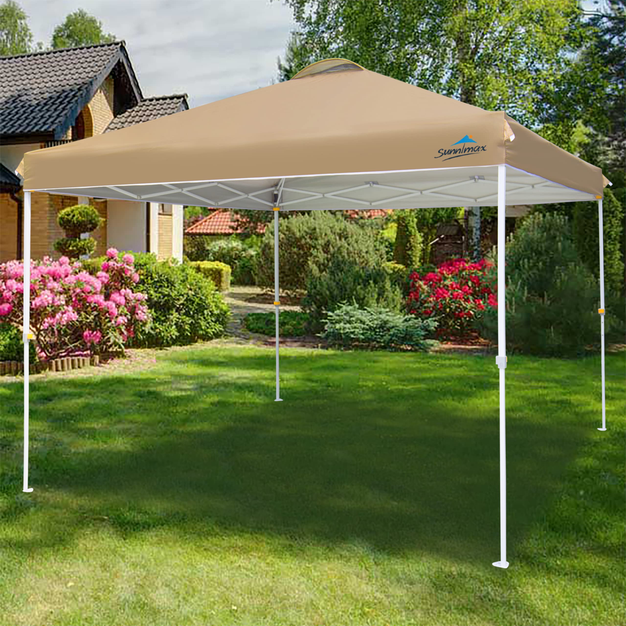 SUNNIMAX Canopy Tent,10x10 Pop up Canopy Tents for Parties,Portable Folding Tailgate Tent with Waterproof Roof, Roller Bag,Bonus 4 Sand Bags(10x10FT,Khaki