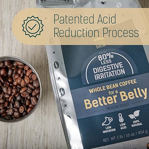Miniatura 7 de Glorybrew Café de grano entero bajo en ácido 1 lb I Granos de café de tostado medio I para estómagos sensibles - Menos irritación I Tapa de rosca