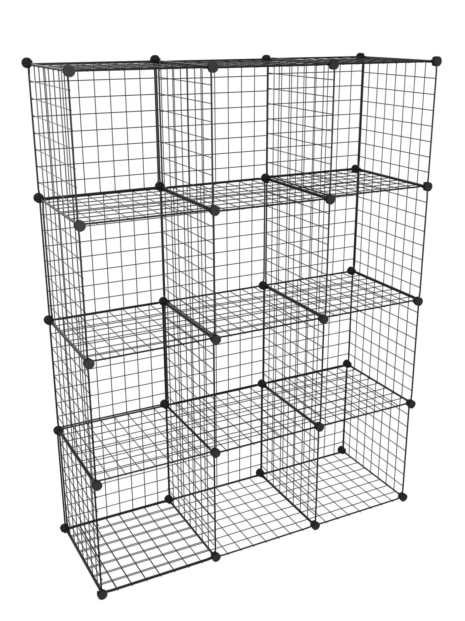 Drahtwürfel-Regal 12 Fächer Madrid, Schwarz 142x109x38,5cm