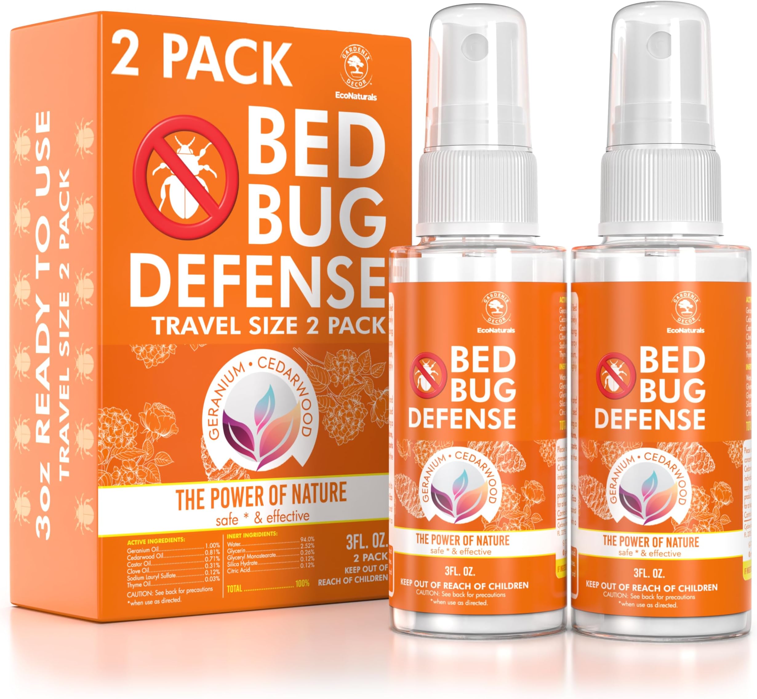 All Natural Bed Bug Spray - Non-Toxic Bed Bug Killer - 2 Bottle Value Bed Bug Spray Travel Size - Fast-Acting Bed Bug Killer | Kills Fleas and Mites