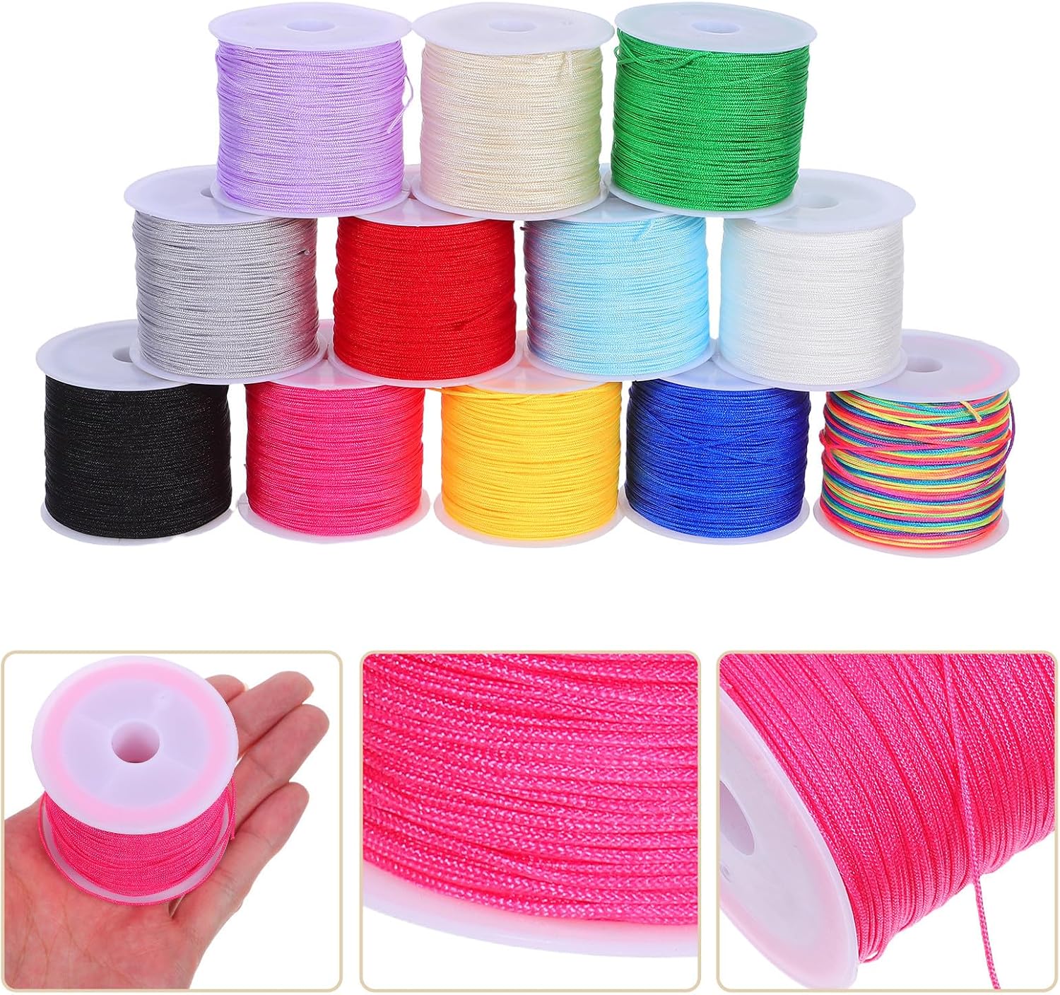 12 Rolls Nylon Braided Beading Thread, 0.8mm Craft Cord
