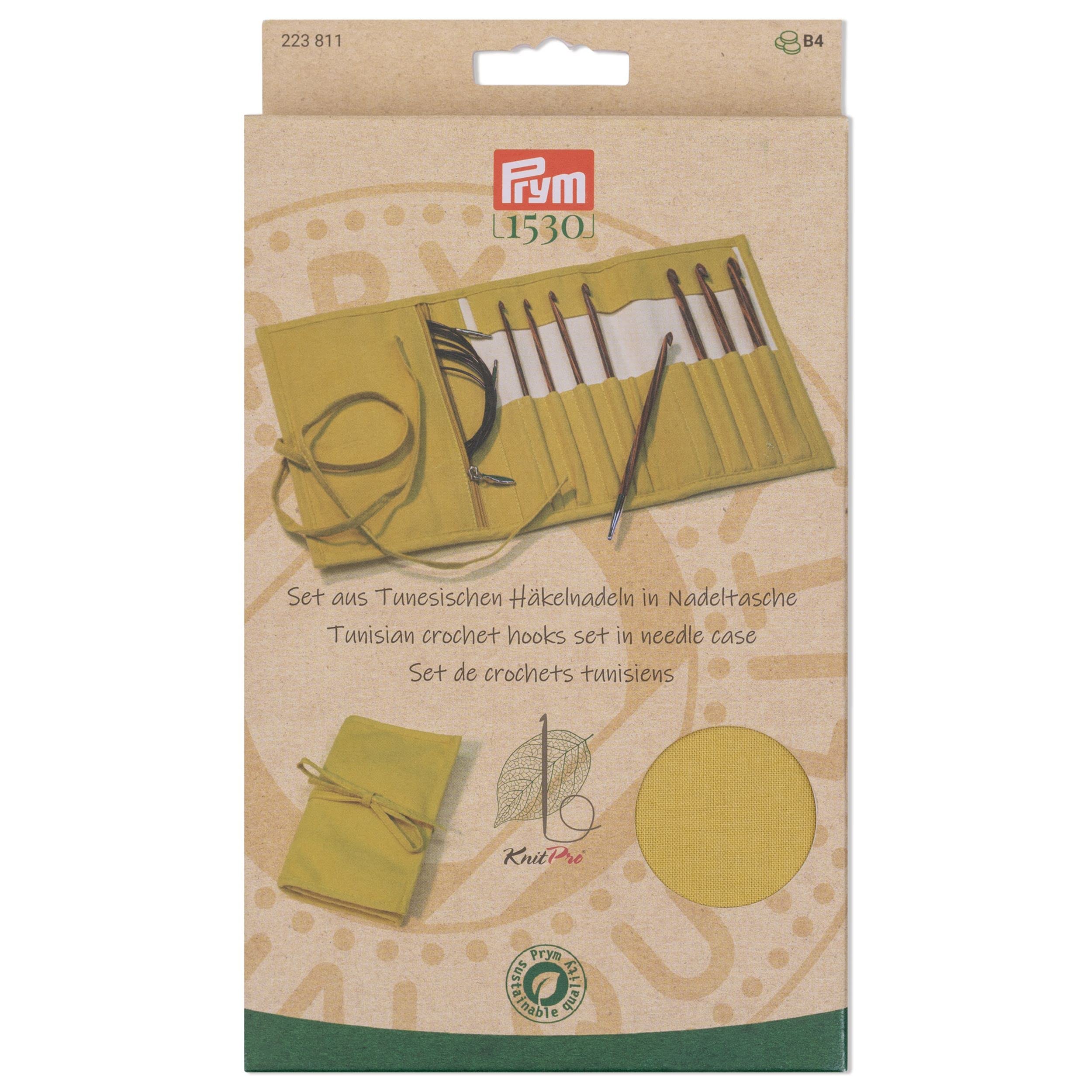 Prym 223811 Tunesische Häkelnadeln Set Natural senf 3,5-8