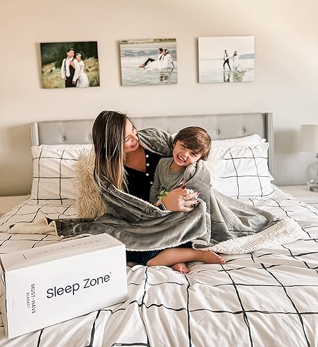 Miniatura 6 de SLEEP ZONE Manta de forro polar Sherpa tamaño Queen (90 x 90 pulgadas) para cama, manta de felpa mullida ultrasuave y cálida para todas las