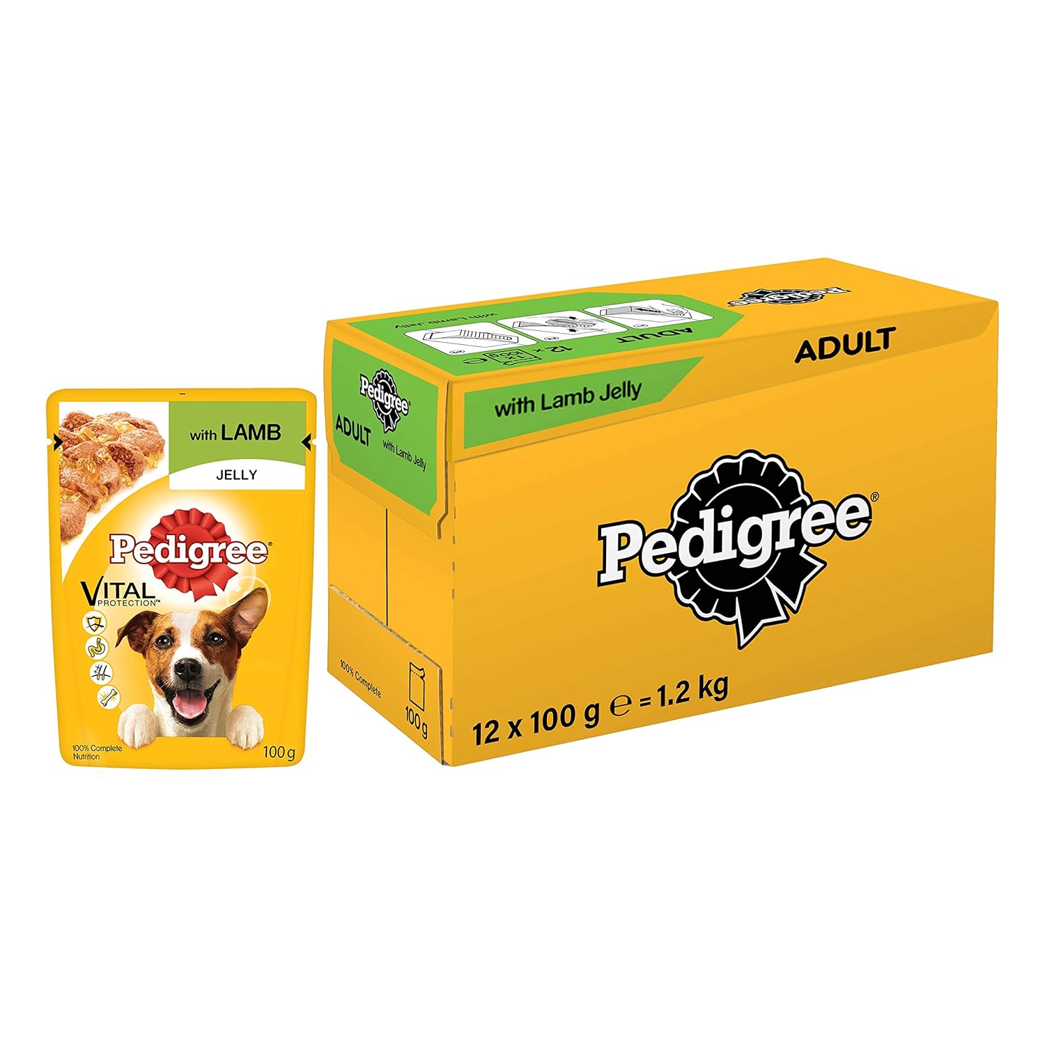 Pedigree Vital Protection Adult Wet Dog Food, Lamb in Jelly Flavour, 12