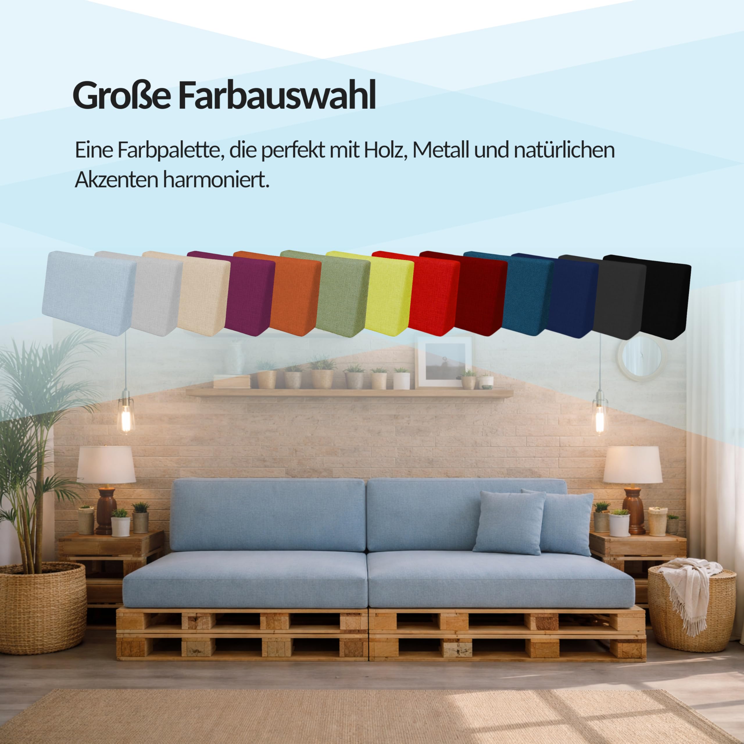POKAR Palettenkissen Wasserabweisend Palettenauflagen mit abnehmbarem Bezug Palettenmöbel Palettensofa 2er Set: Sitzkissen 120x80 + Rückenlehne 120x40, Anthrazit