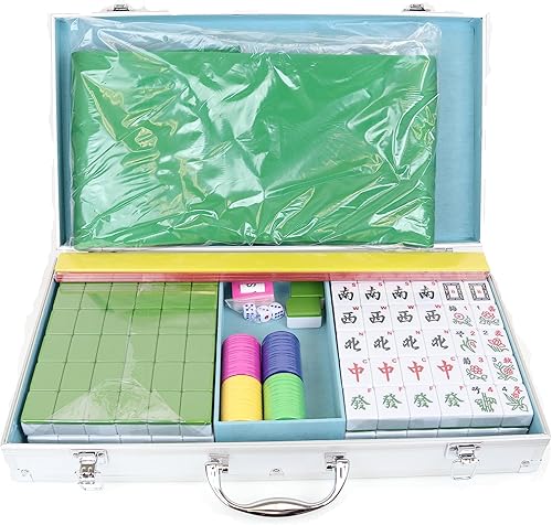 Miniatura 8 de usamjtable Mahjong filipino chino Set 144 azulejos numerados de melamina (PVC verde)