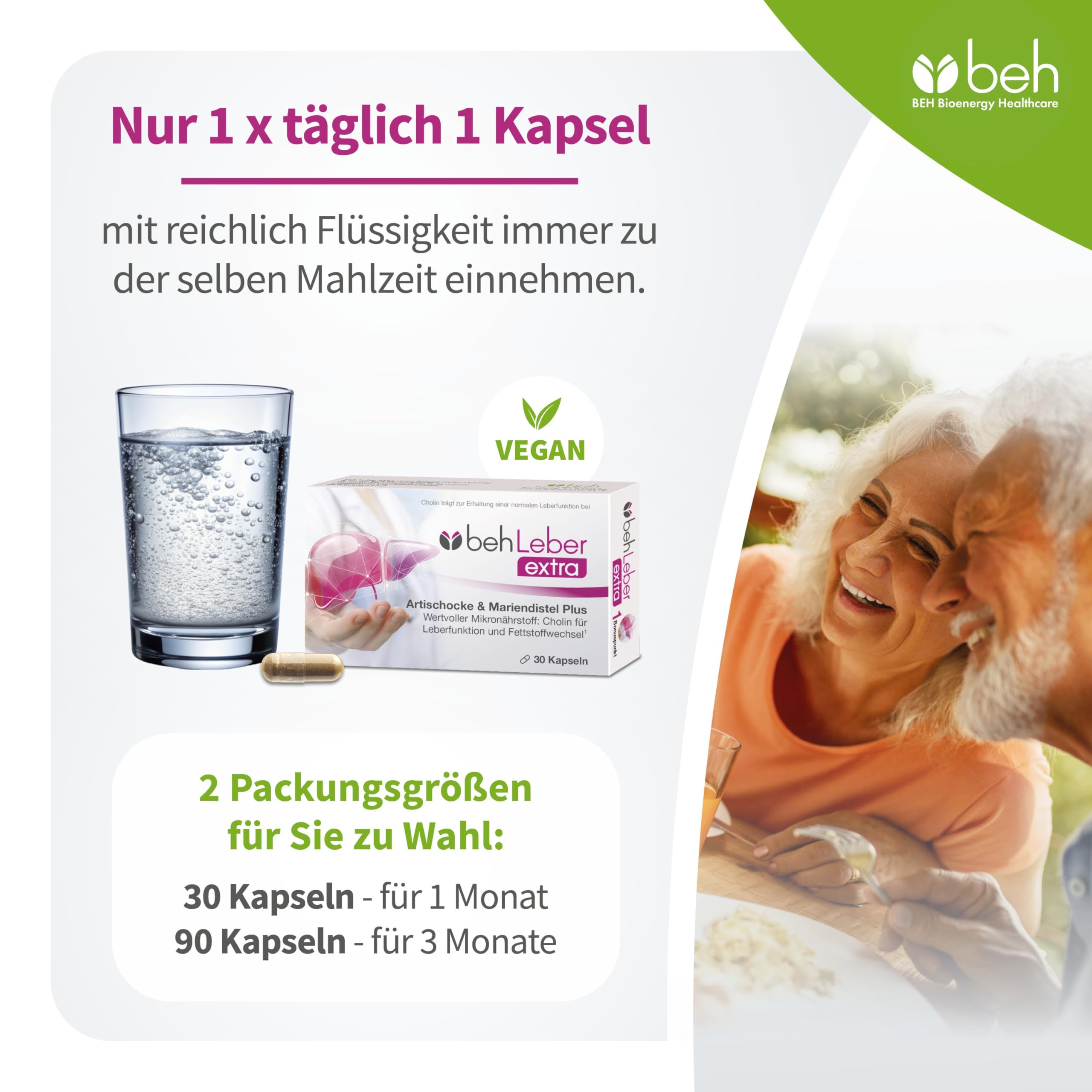 beh Leber extra Mariendistelkapseln, 90 Kapseln | Cholin hochdosiert, Traubenkernextrakt (OPC), Artischockenextrakt